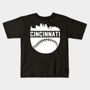 Downtown Cincinnati Ohio Skyline Baseball Kids T-Shirt